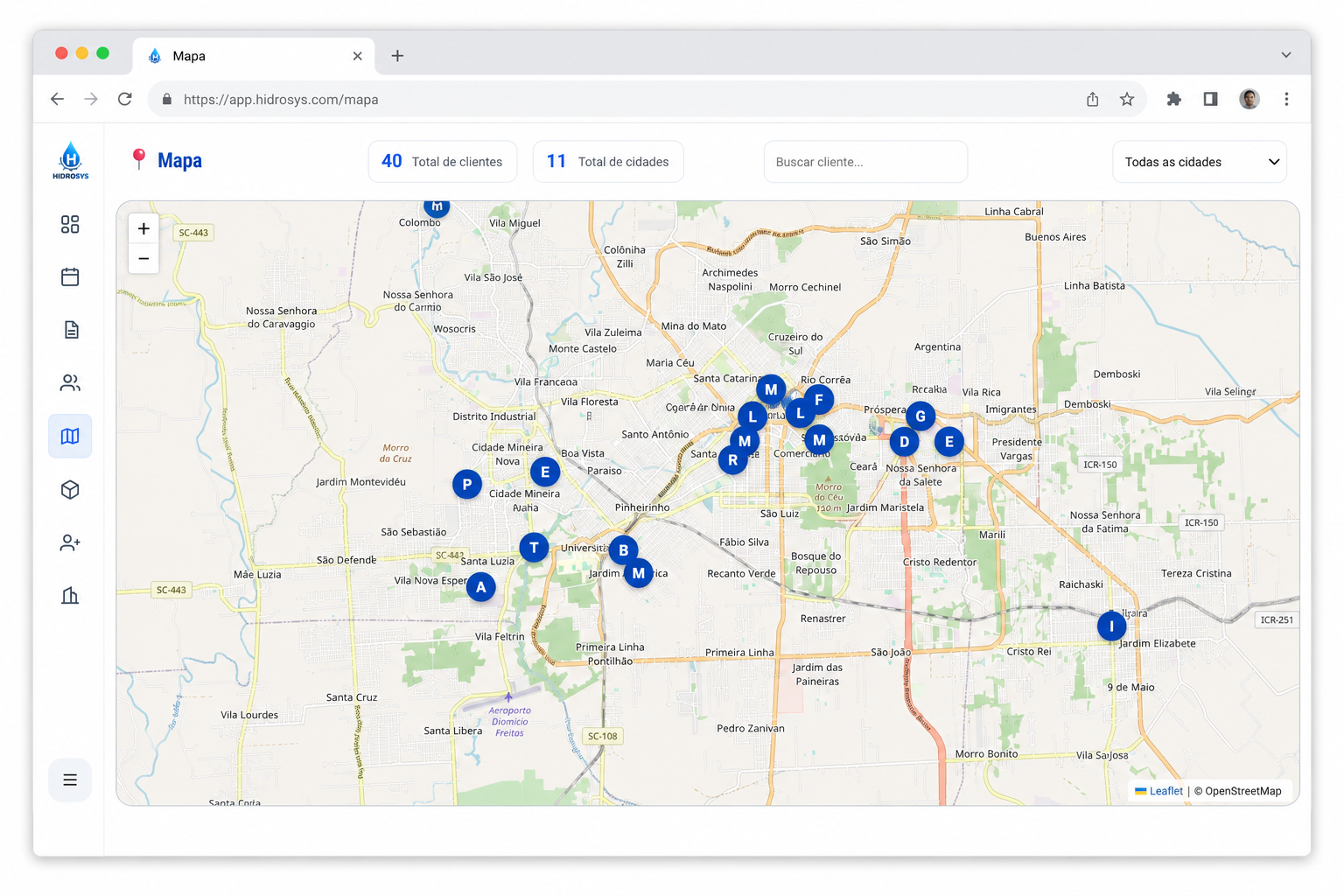 Mapa de clientes