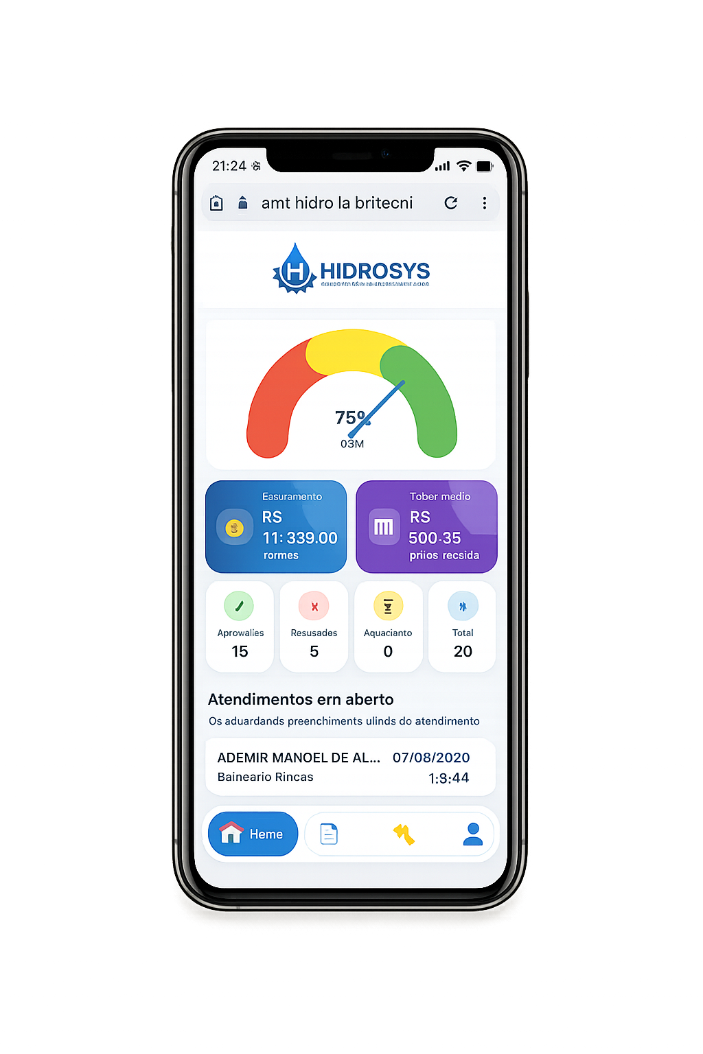 Painel mobile do técnico